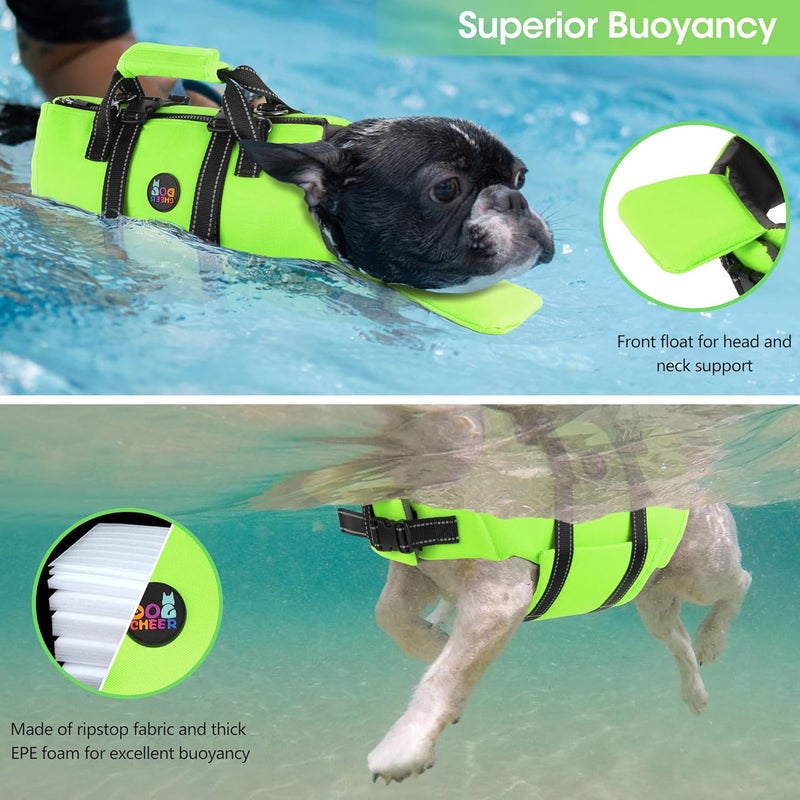 Dogcheer Dog Life Jacket with Back Zipper, High Buoyancy Puppy Swimming Vest, Dog Life Vest for Boating, Reflective Pet Floating Swim Vest PFD for Small Medium Large Dogs-Green,L - Image 5